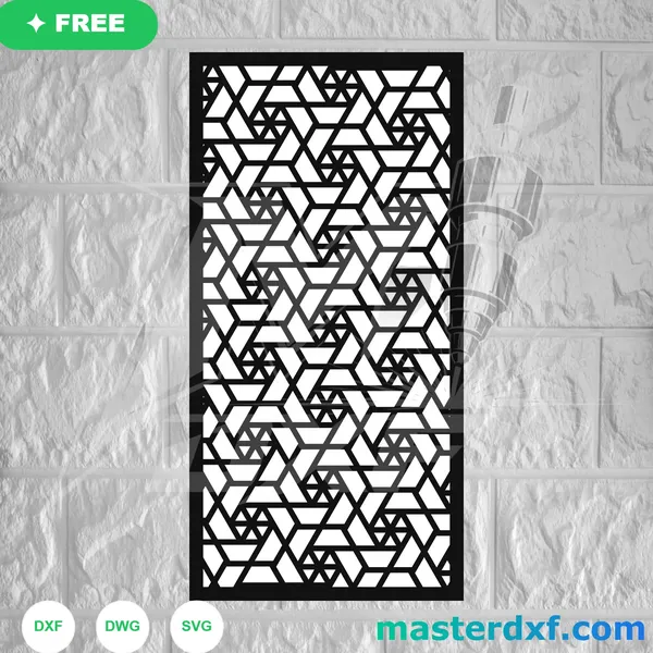 Triangular Hexagon Mosaic Door Panel DXF File